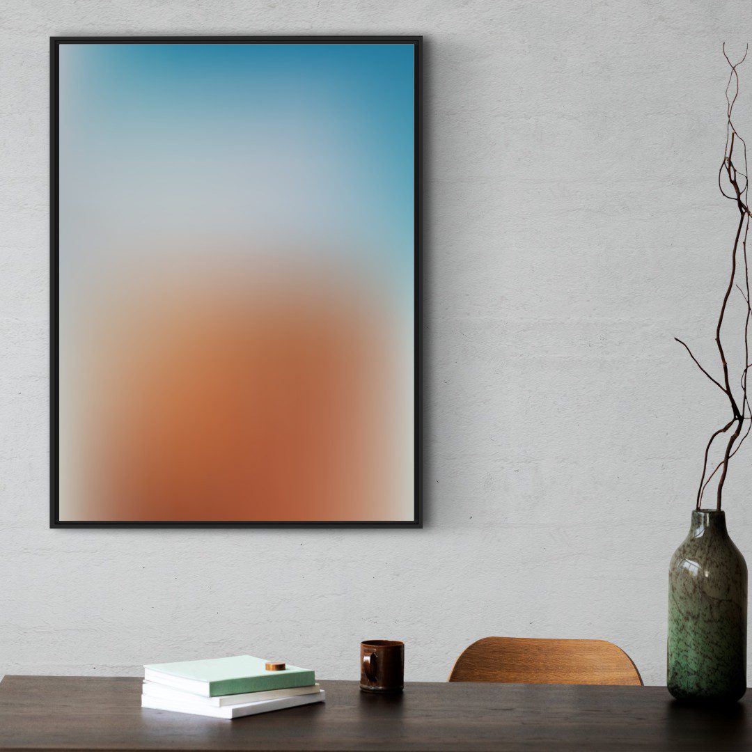 Quadro Abstrato Gradiente Vermelho e Azul