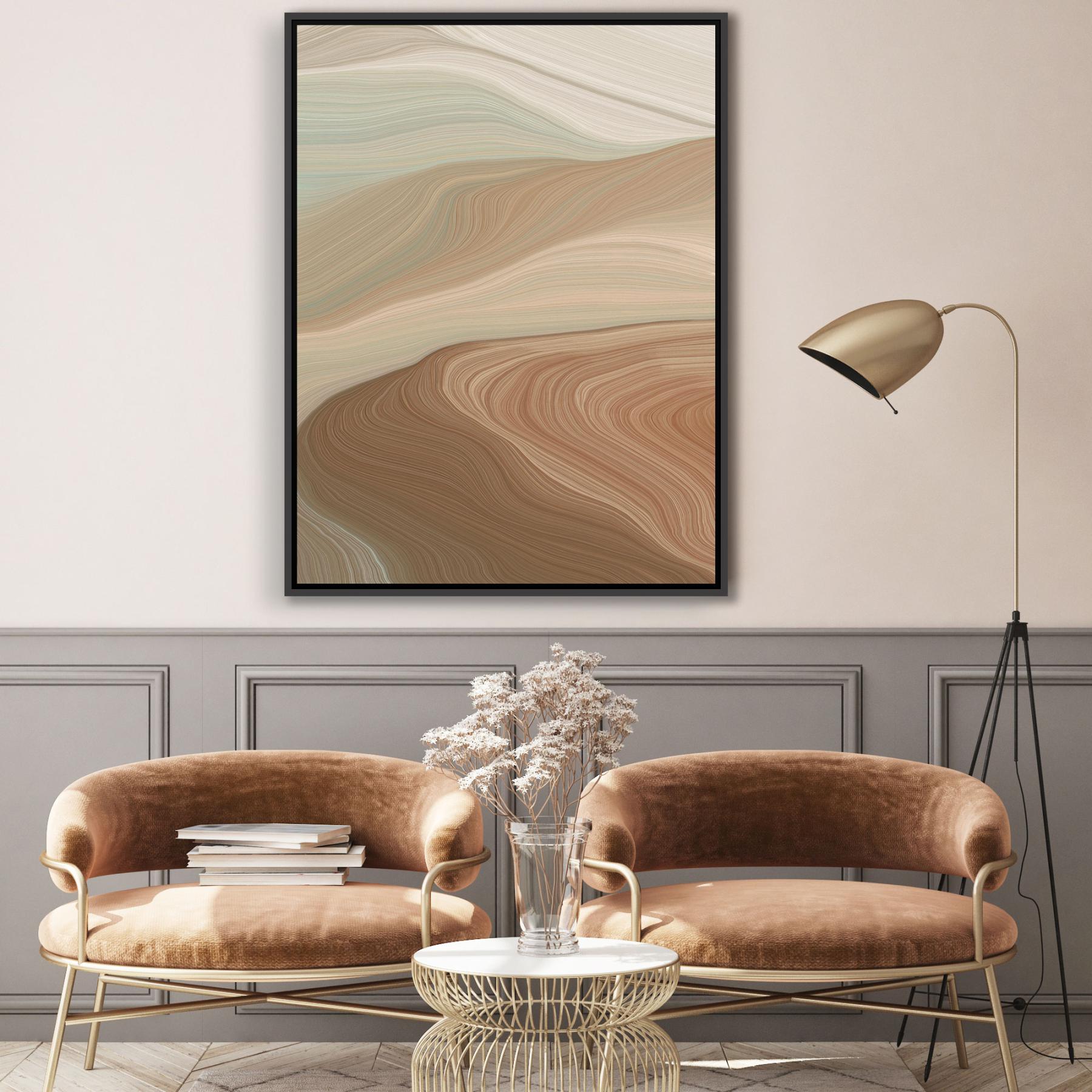 Quadro Abstrato Marmorizado em Tons Neutros