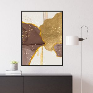 Quadro Abstrato Marrom com Dourado