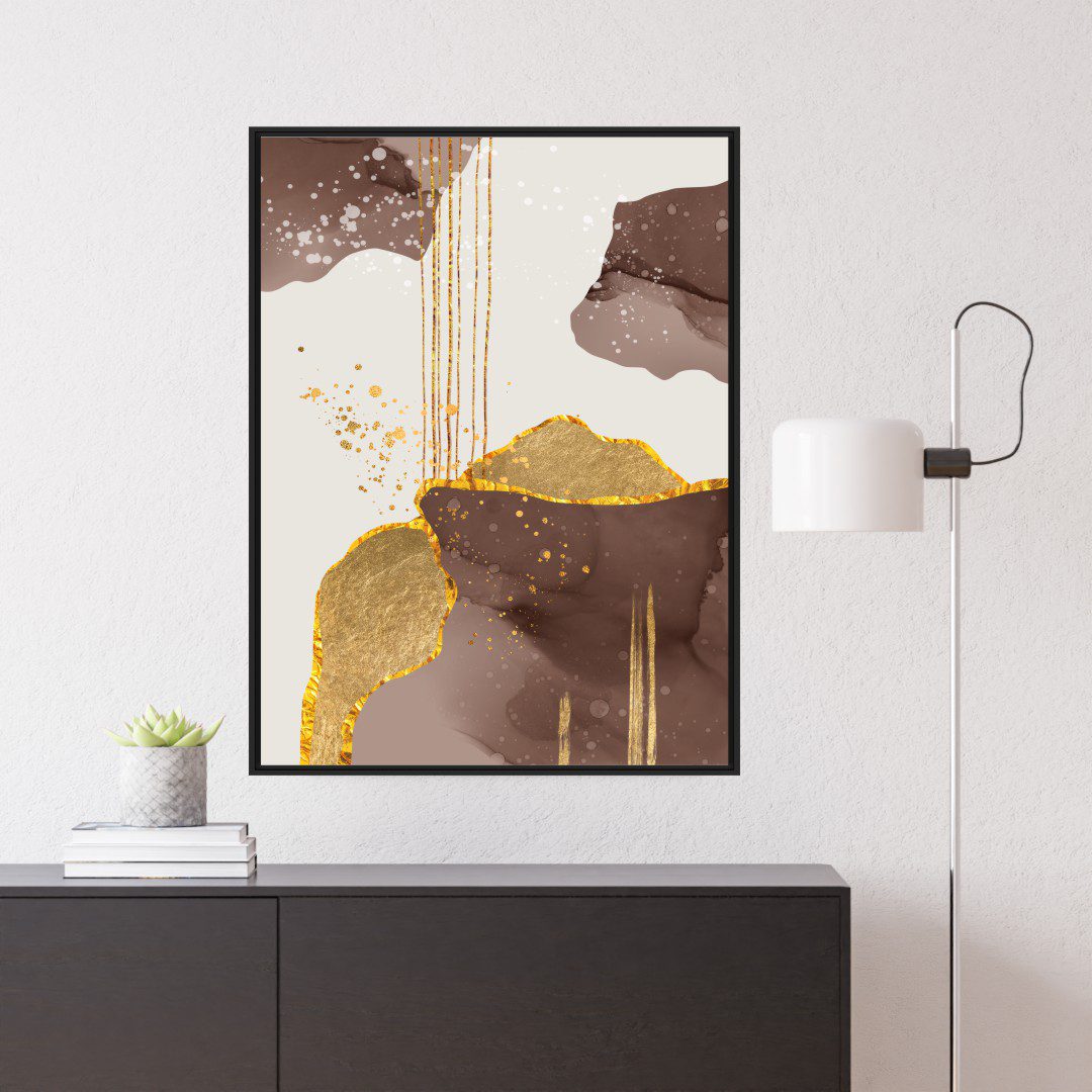 Quadro Abstrato Marrom com Dourado