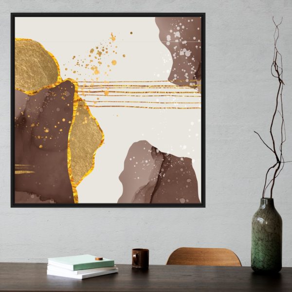 Quadro Abstrato Marrom com Dourado