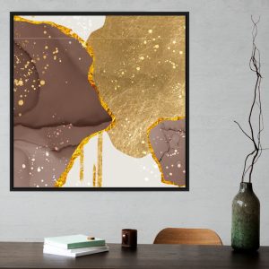 Quadro Abstrato Marrom com Dourado