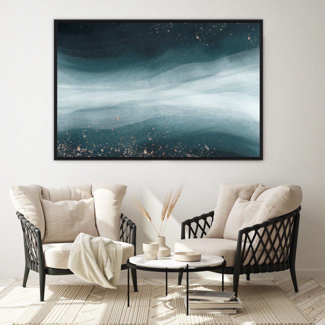 Quadro Abstrato Verde com Brilhos