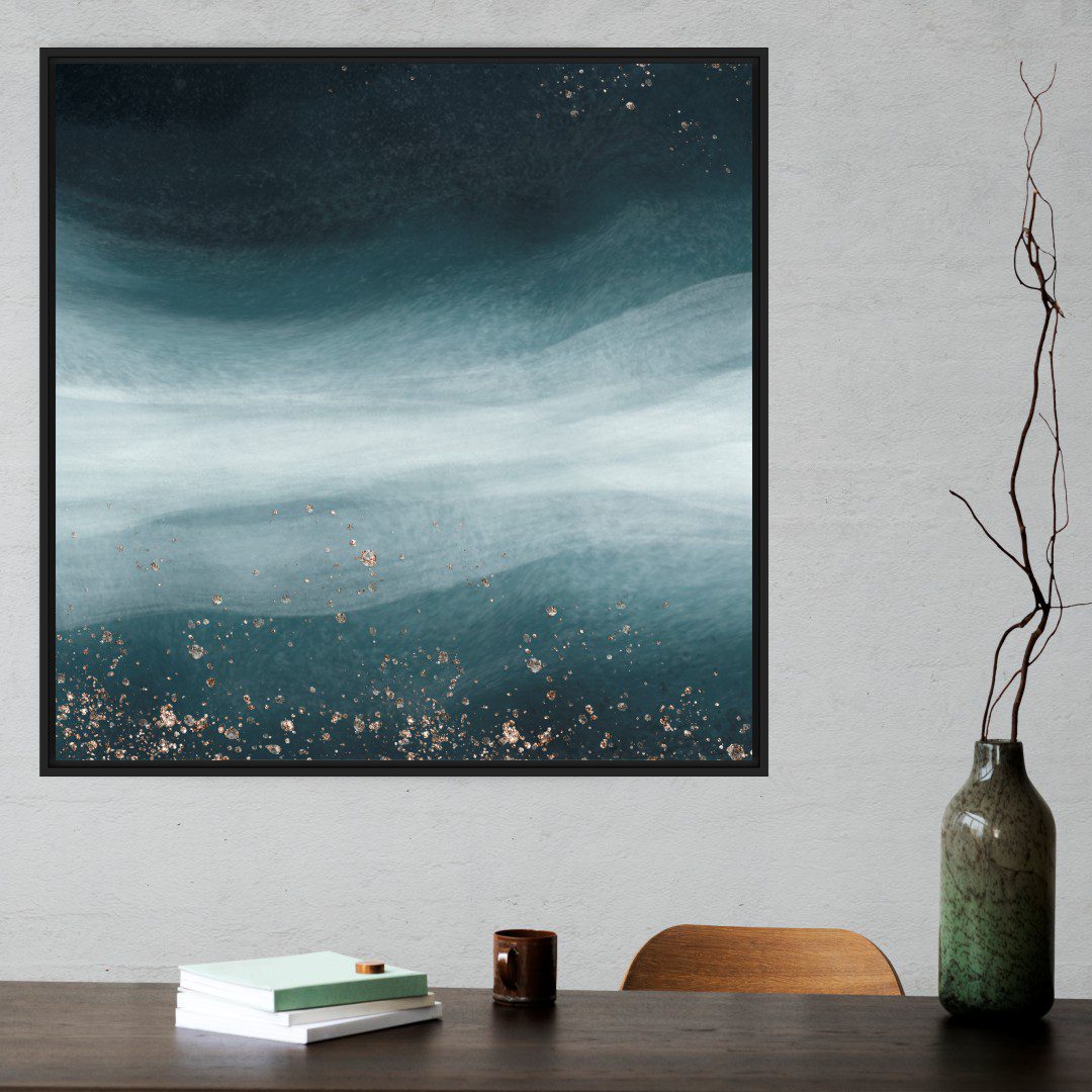 Quadro Abstrato Verde com Brilhos