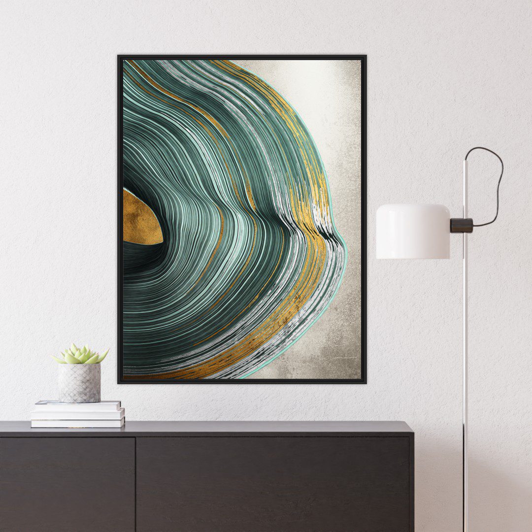 Quadro Abstrato Verde e Dourado