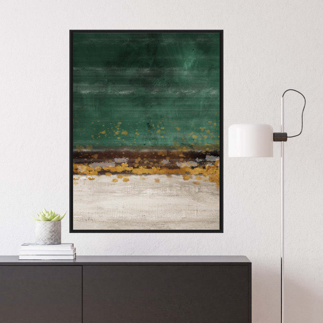 Quadro Abstrato Verde e Dourado