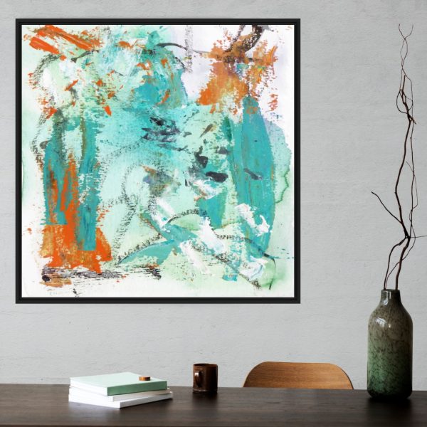 Quadro Abstrato Verde e Laranja