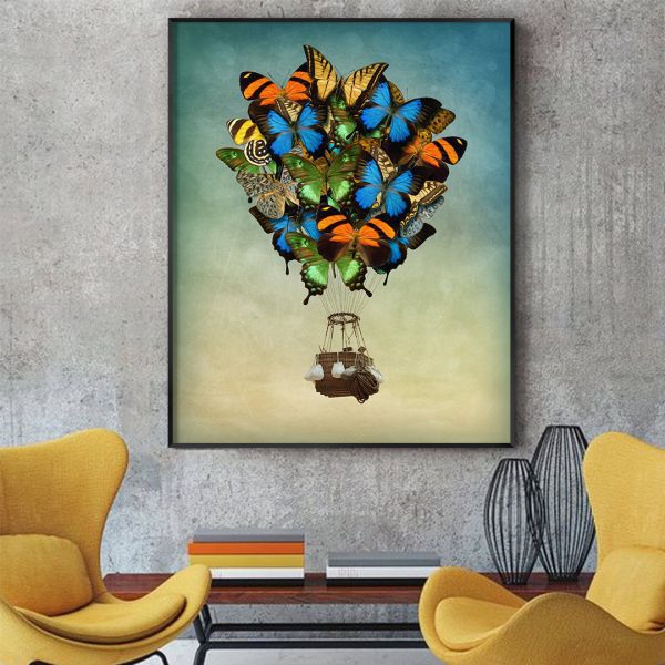 Quadro com Arte de Balão com Borboletas