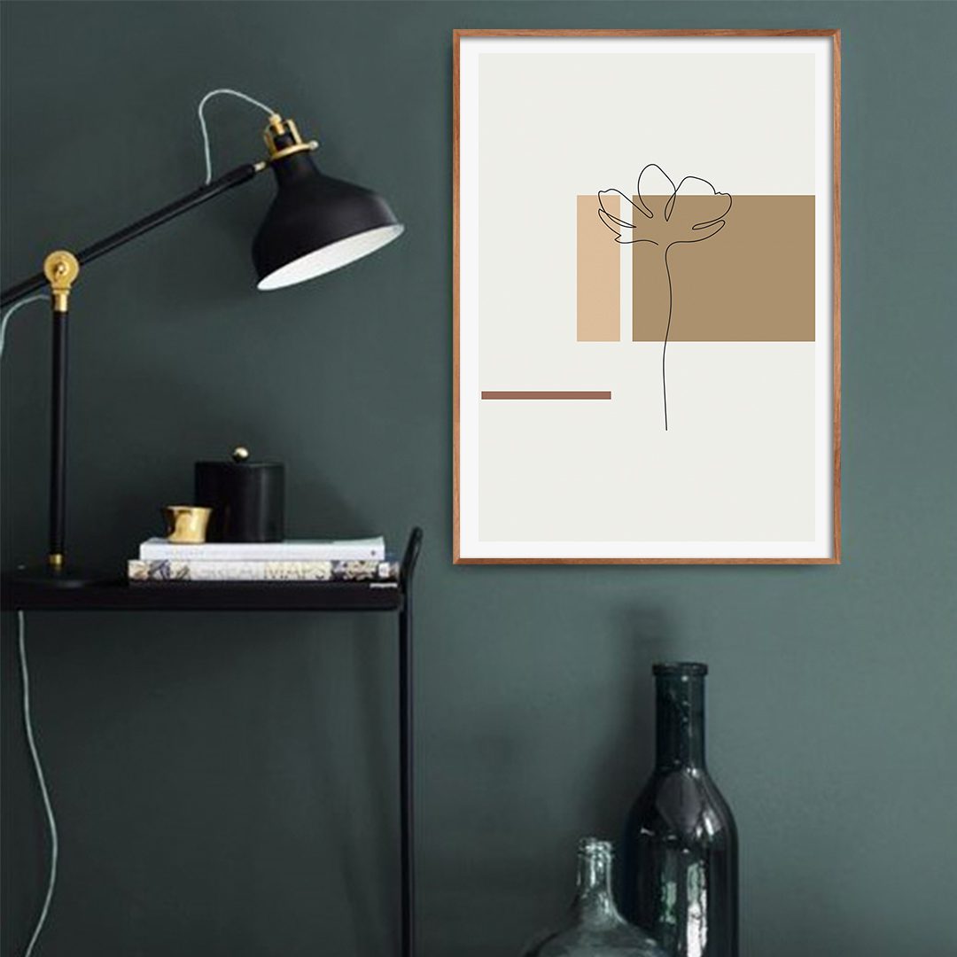 Quadro com Desenho de Flor em Linha Fina