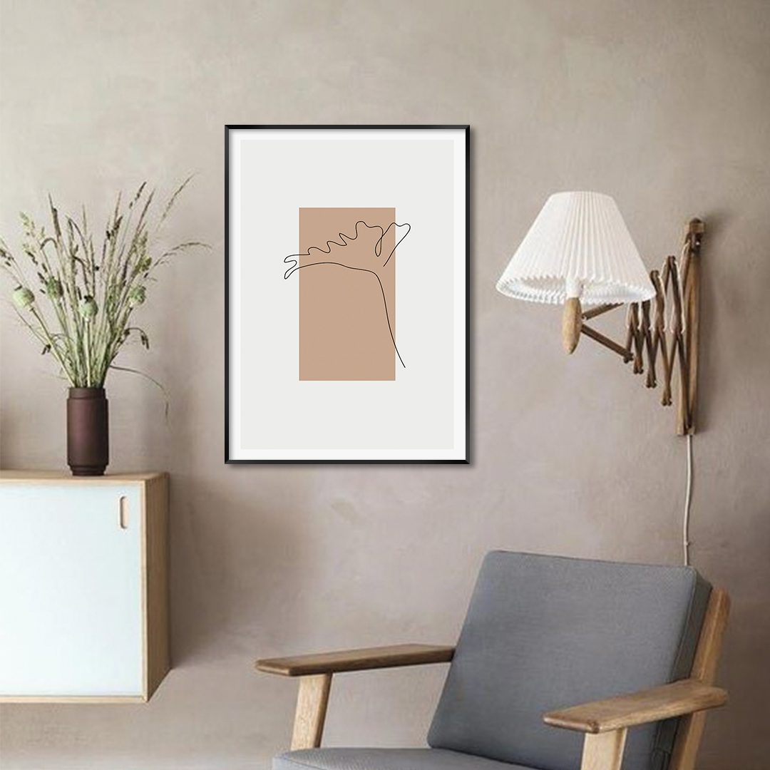 Quadro com Desenho de Folha em Linha Fina