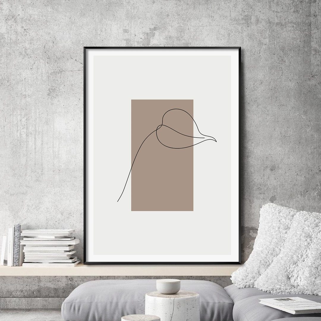 Quadro com Desenho de Folha em Linha Fina