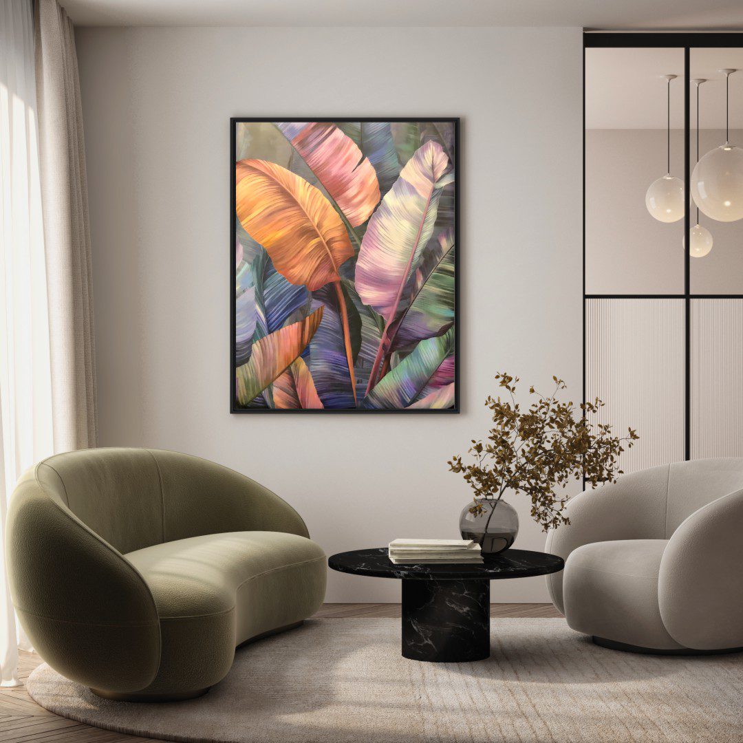 Quadro com Desenho de Folhas Coloridas