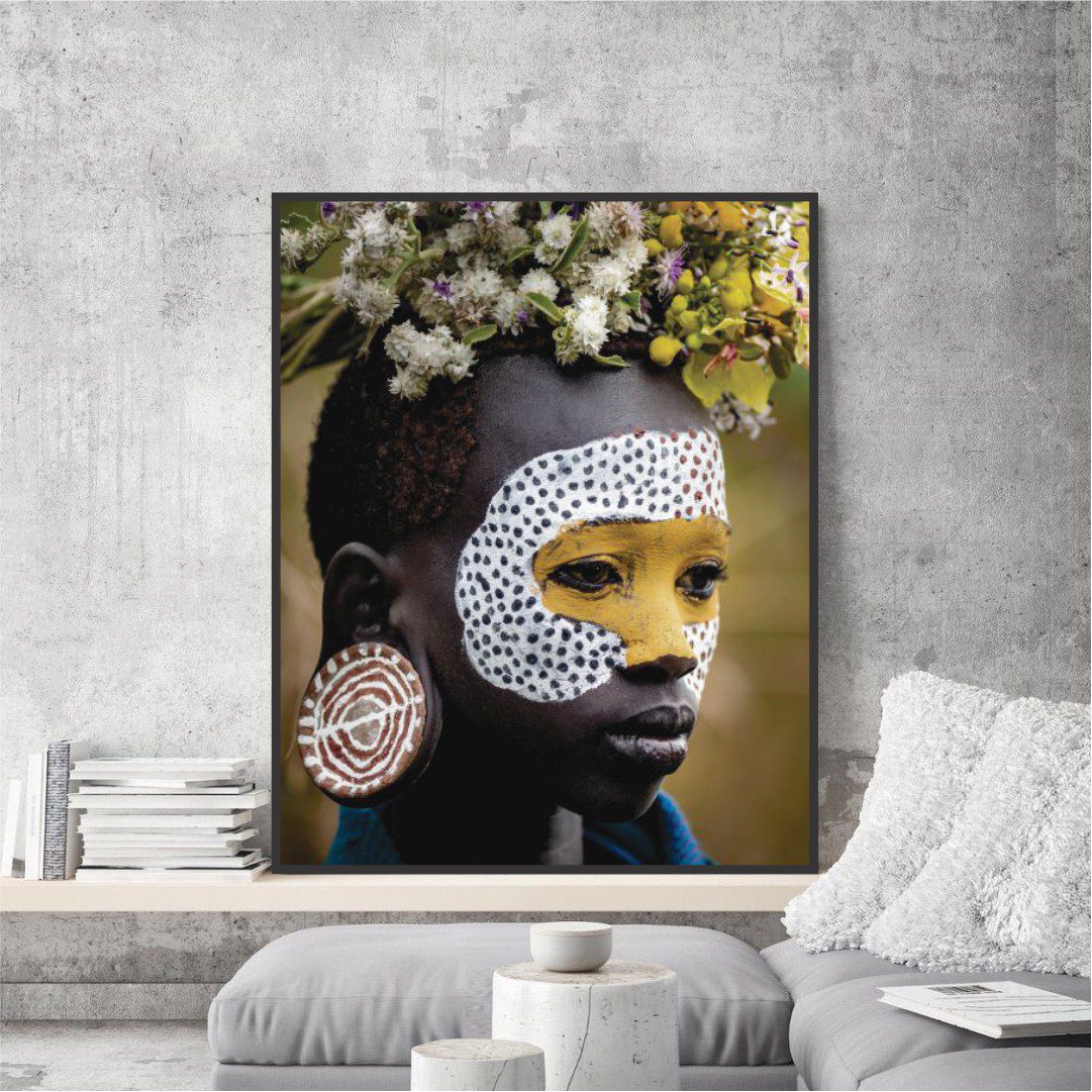 Quadro com Fotografia de Menino da Tribo Surmi - África