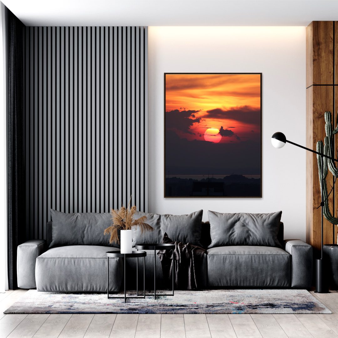 Quadro com Fotografia de Pôr do Sol no Rio Negro