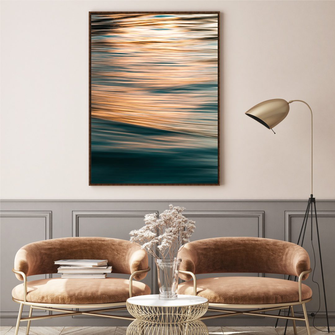 Quadro com Fotografia de Reflexo do Sol na Água