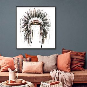 Quadro com Ilustração de Cocar Indígena