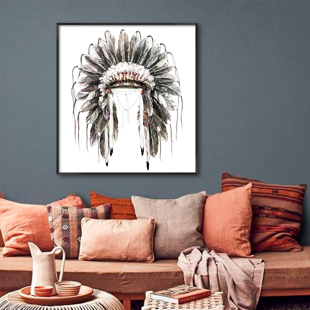 Quadro com Ilustração de Cocar Indígena