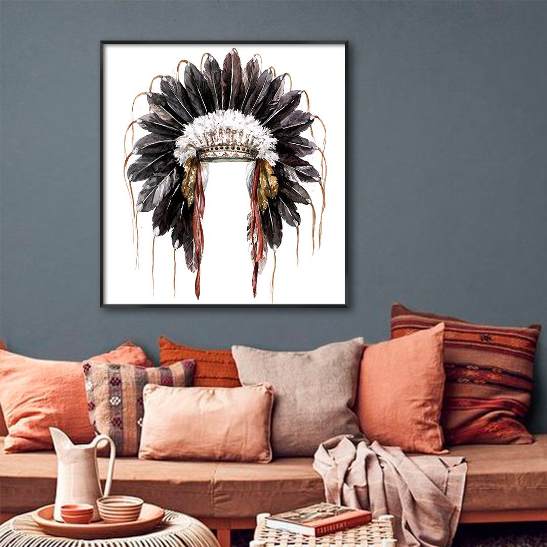 Quadro com Ilustração de Cocar Indígena