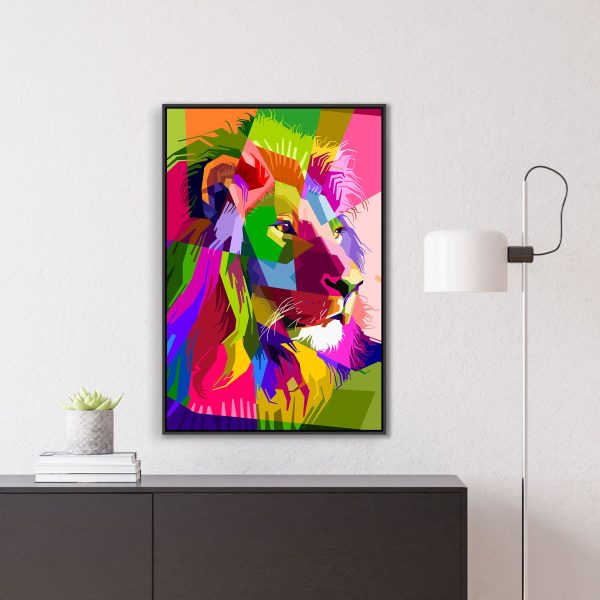 Quadro com Leão Artístico Colorido