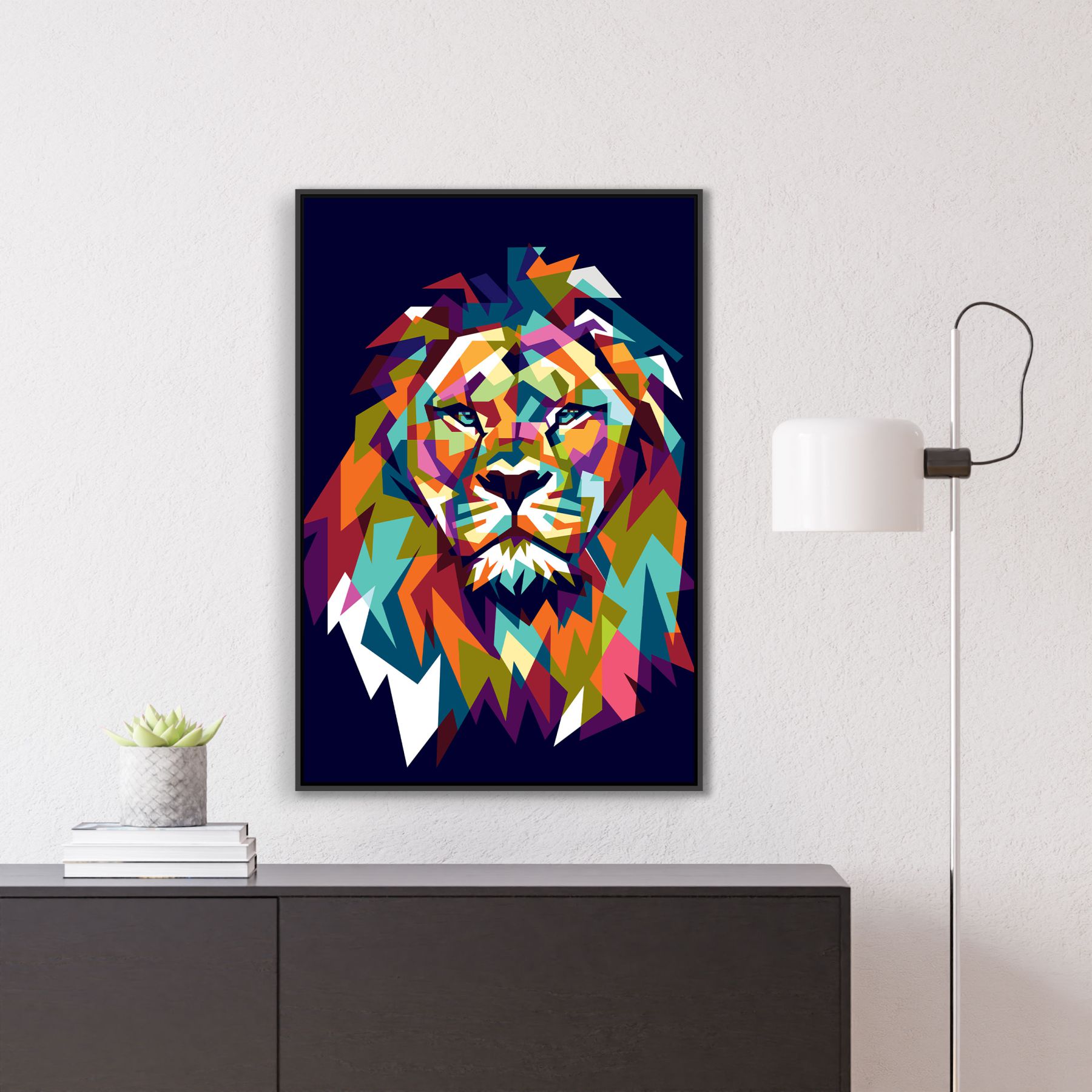 Quadro com Leão Artístico Colorido