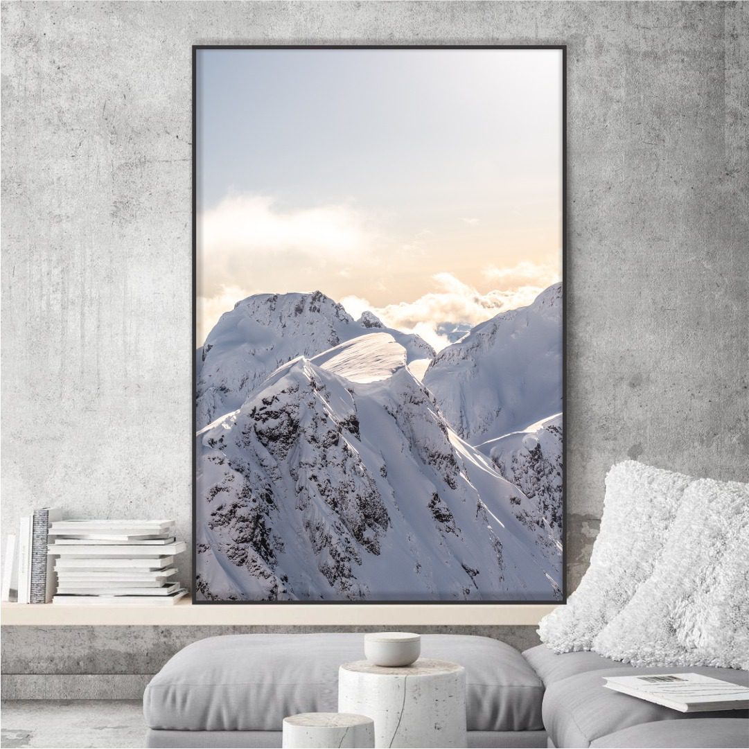 Quadro com Nascer do Sol em Montanhas com Neve