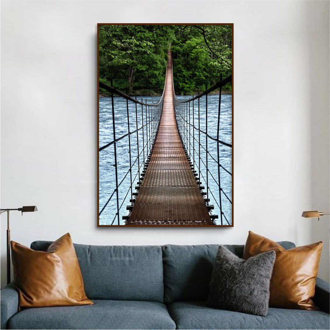 Quadro com Paisagem e Ponte de Arame