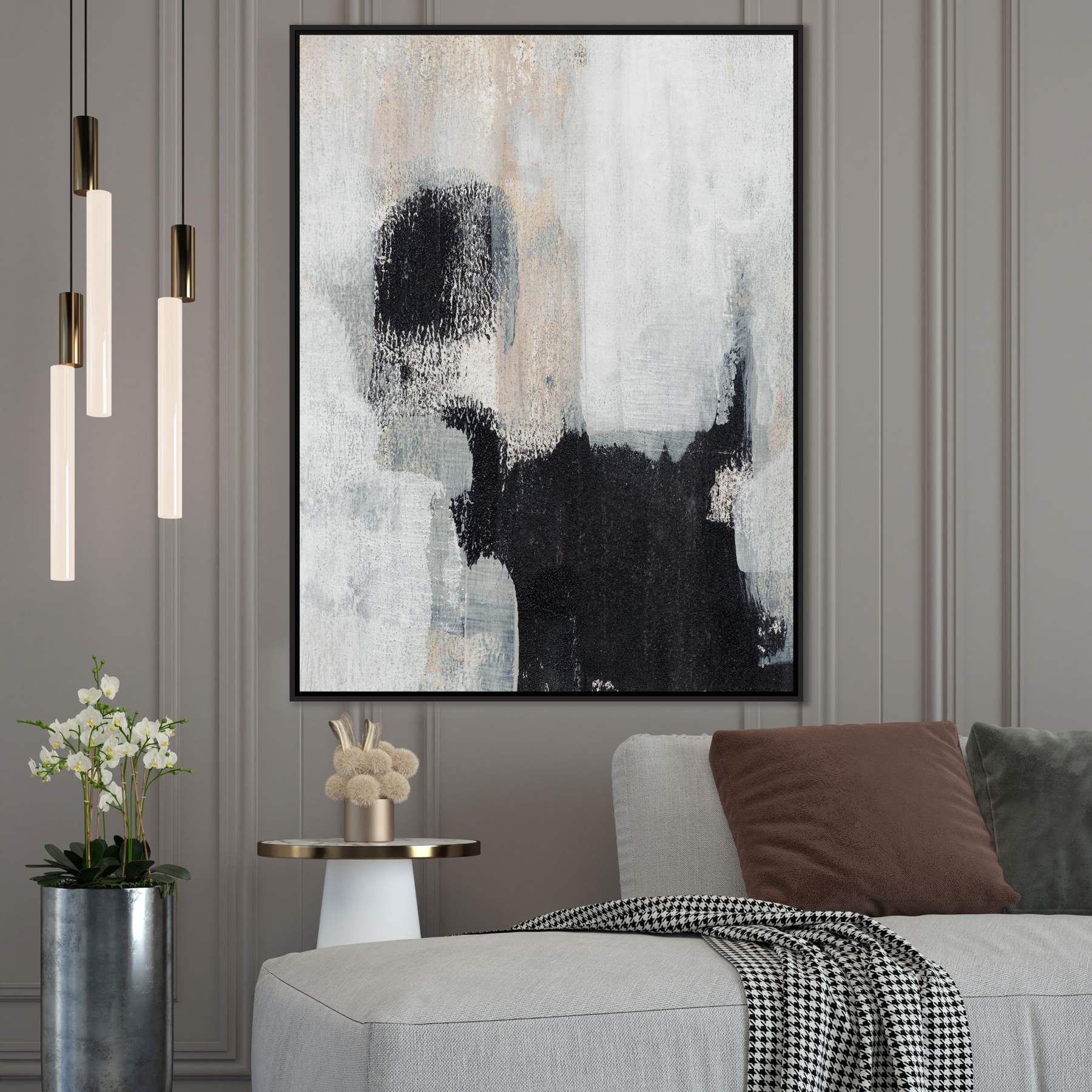 Quadro com Pintura Abstrata Tons Neutros