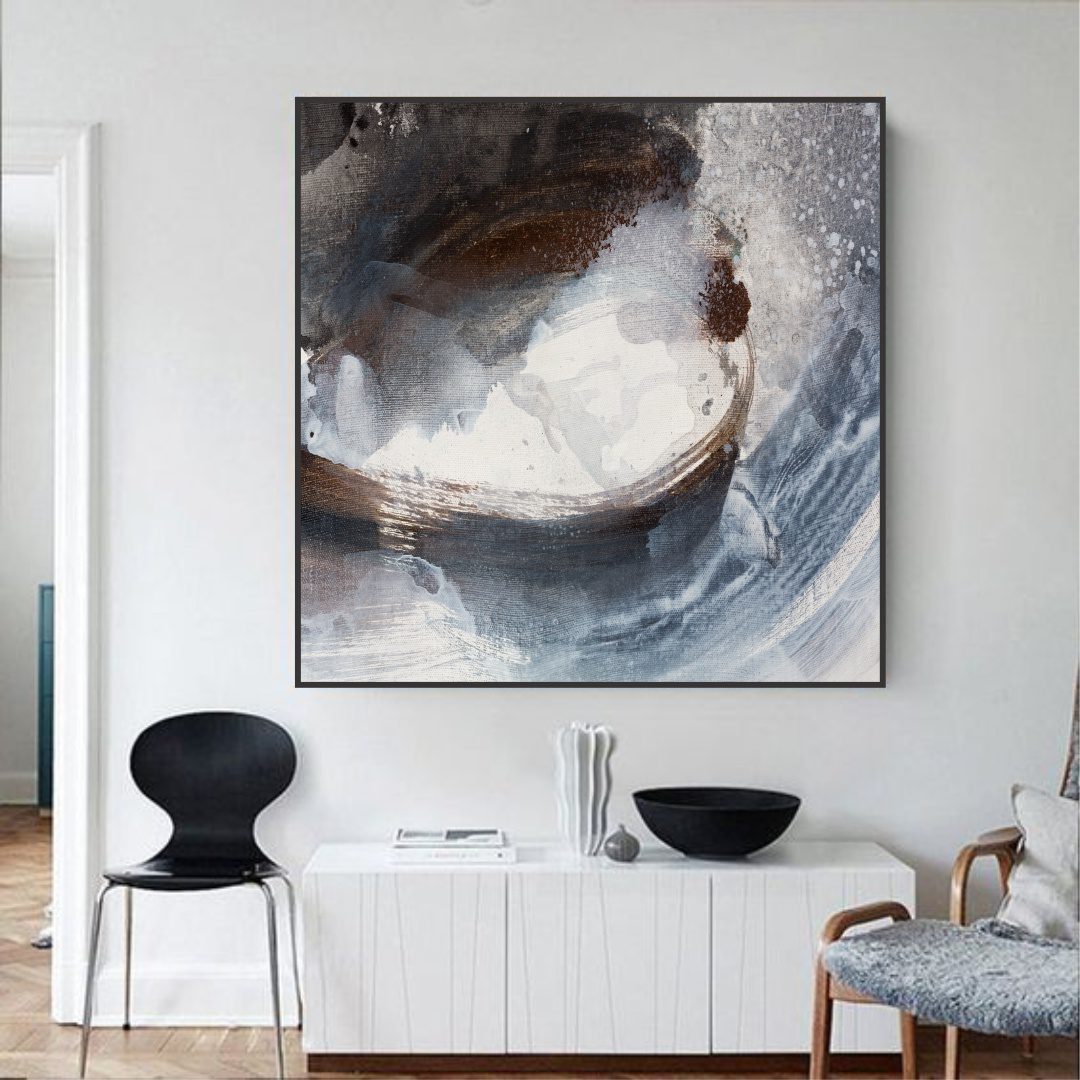 Quadro Abstrato em Tons de Cinza e Marrom