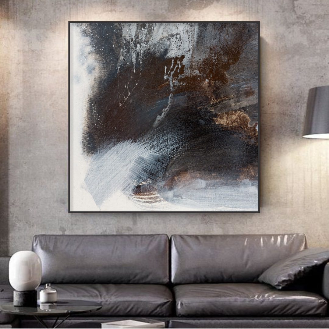Quadro Abstrata em Tons de Cinza e Marrom