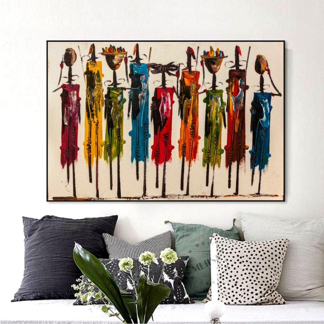 Quadro com Pintura de Africanos Coloridos