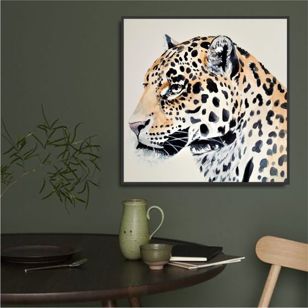 Quadro com Pintura em Aquarela de Onça