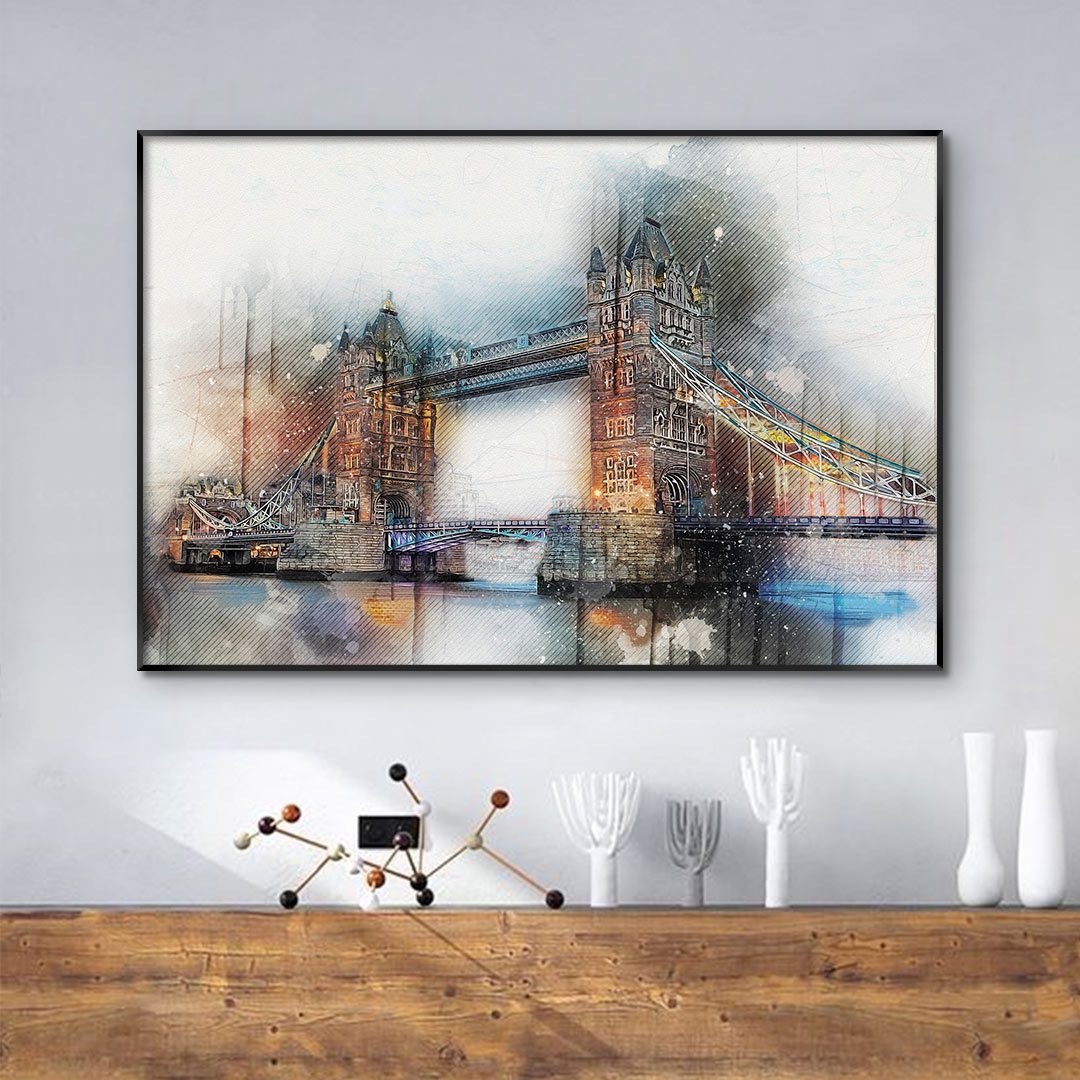 Quadro com Pintura em Aquarela - Tower Bridge