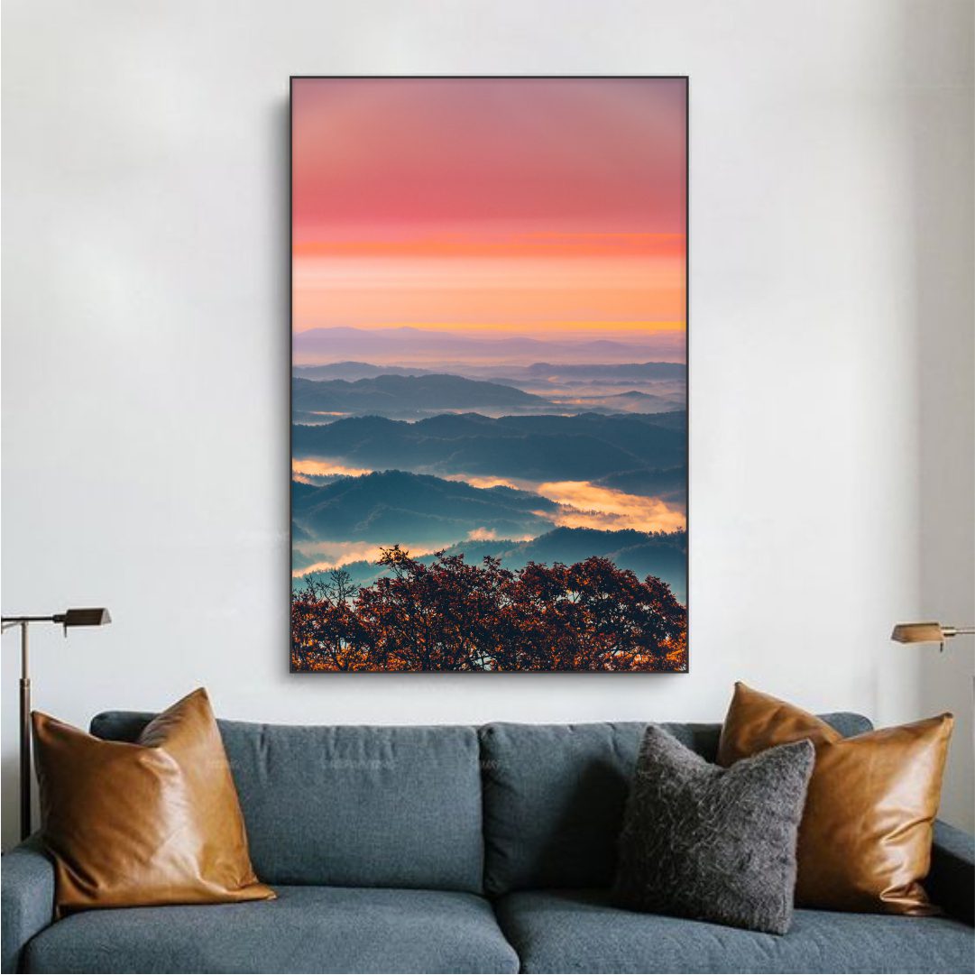 Quadro com Pôr do Sol nas Montanhas