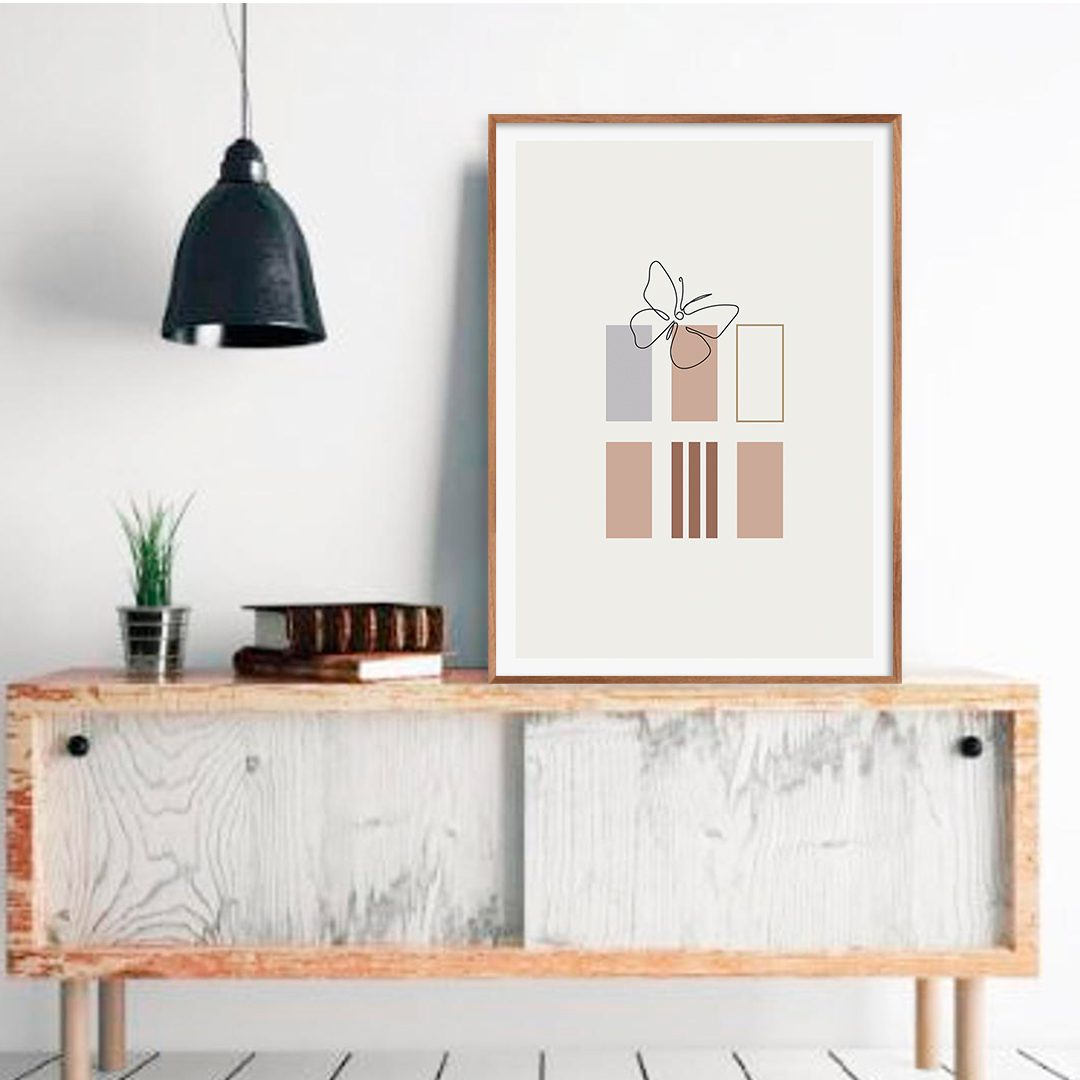 Quadro com Desenho de Borboleta em Linhas Finas