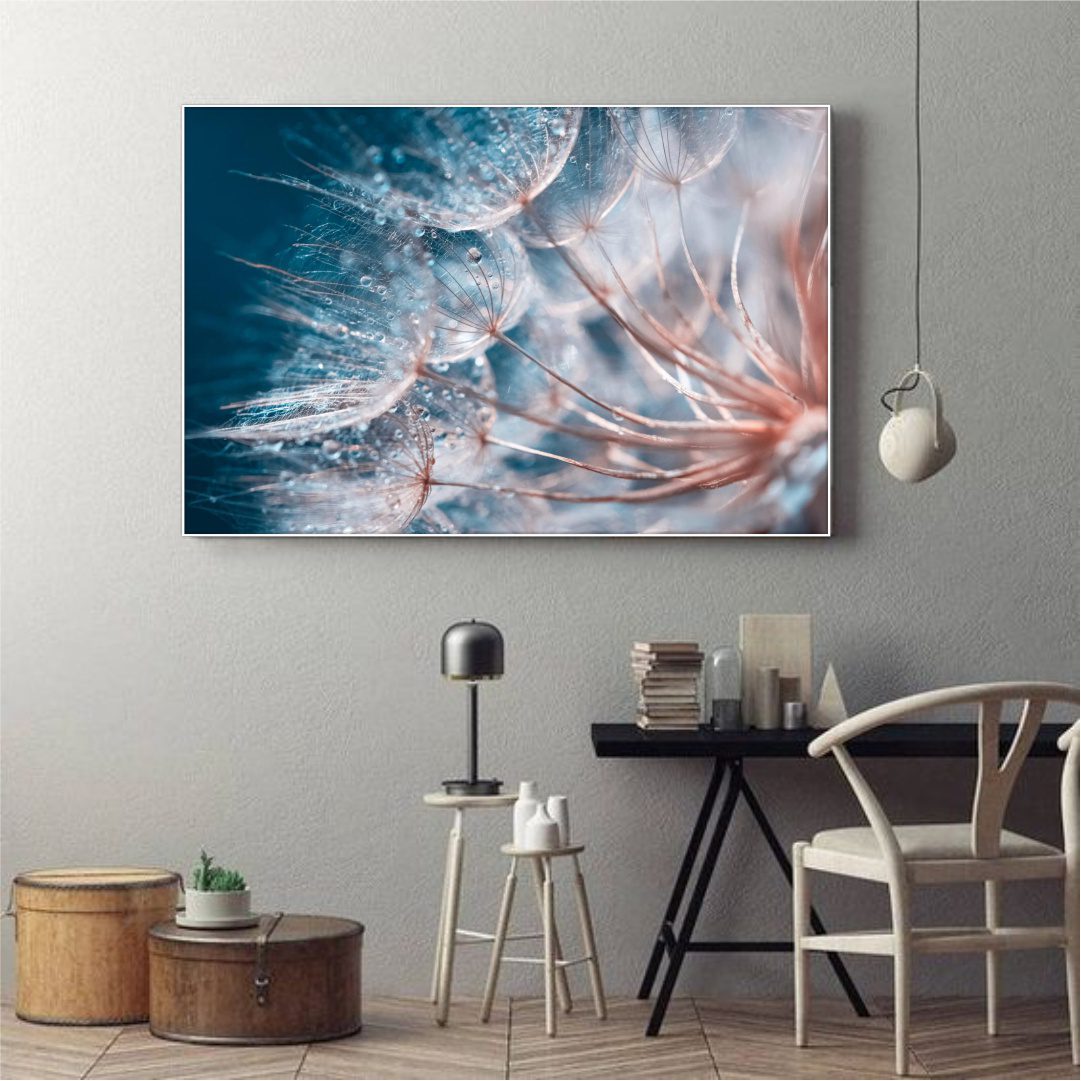 Quadro Decorativo Flor Dente de Leão com Fundo Azul