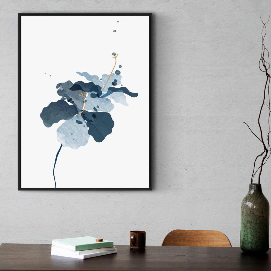 Quadro Decorativo Floral Azul