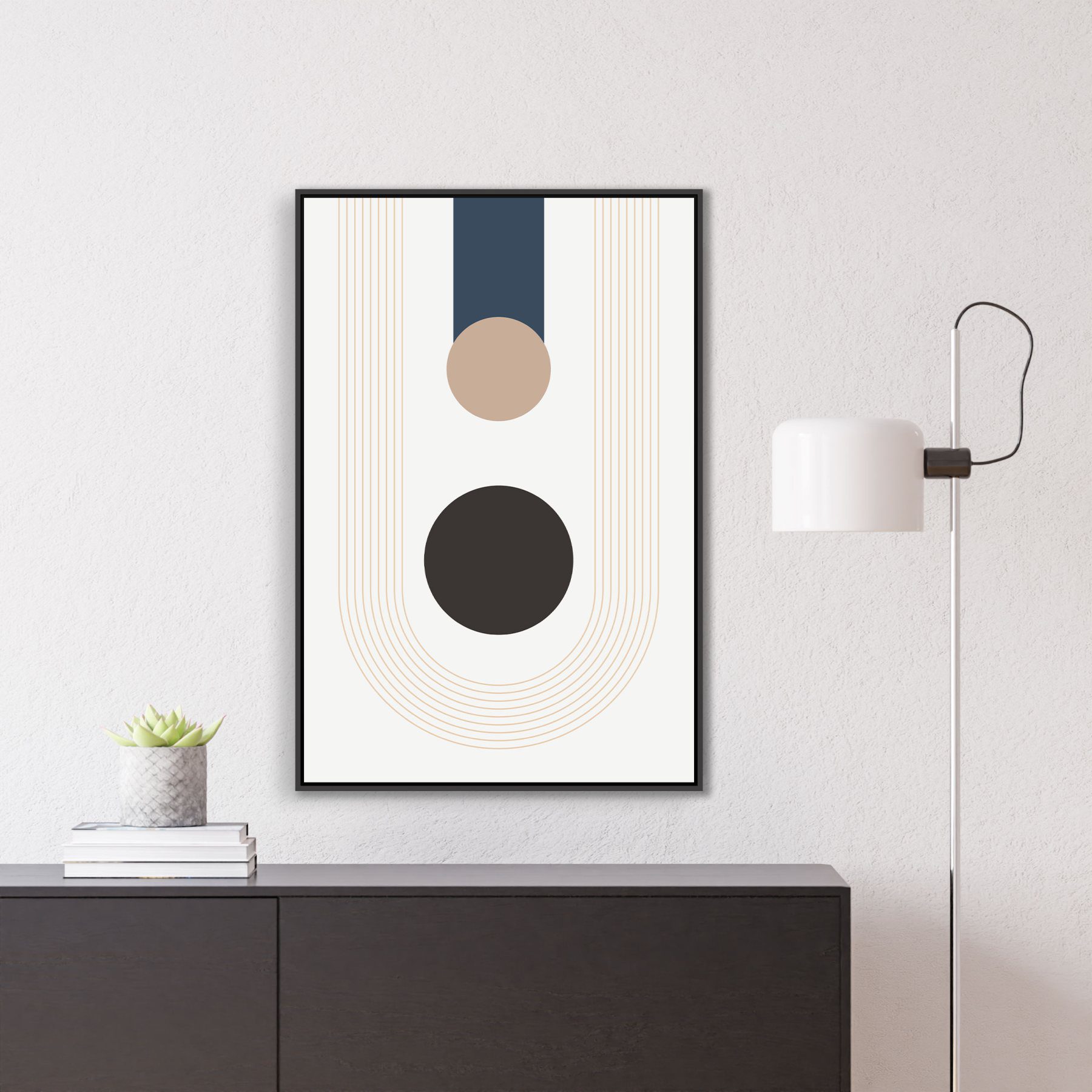 Quadro Decorativo Geométrico com Linhas e Círculos