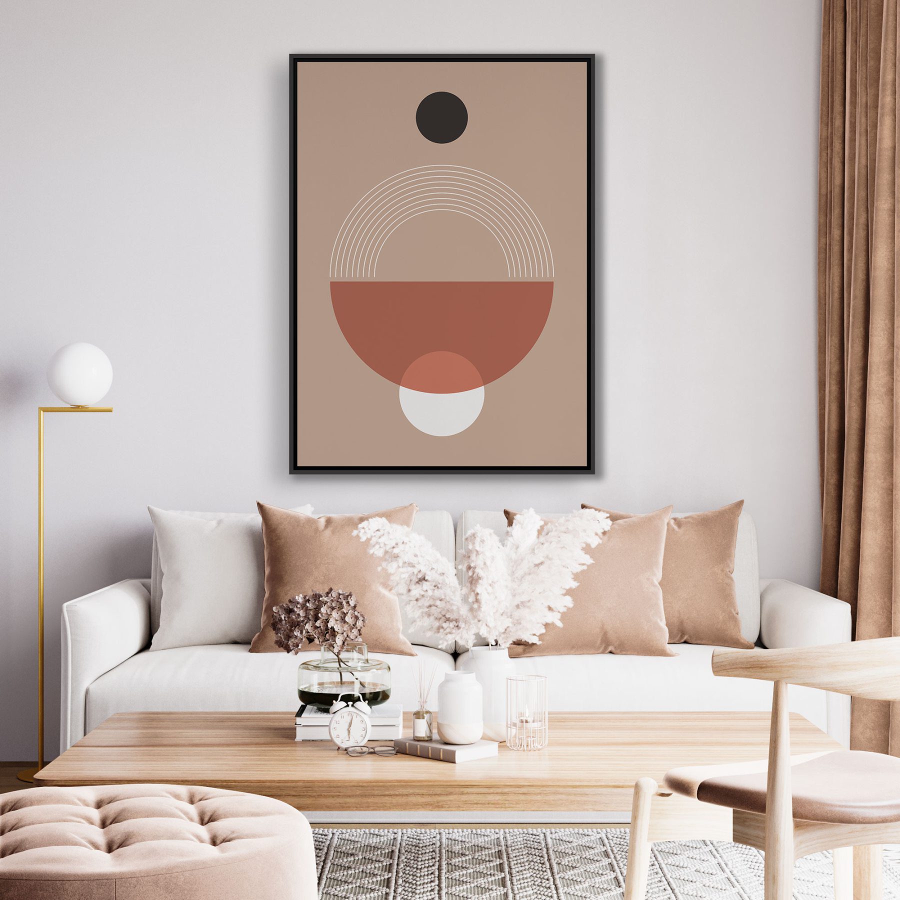 Quadro Decorativo Geométrico com Linhas e Círculos