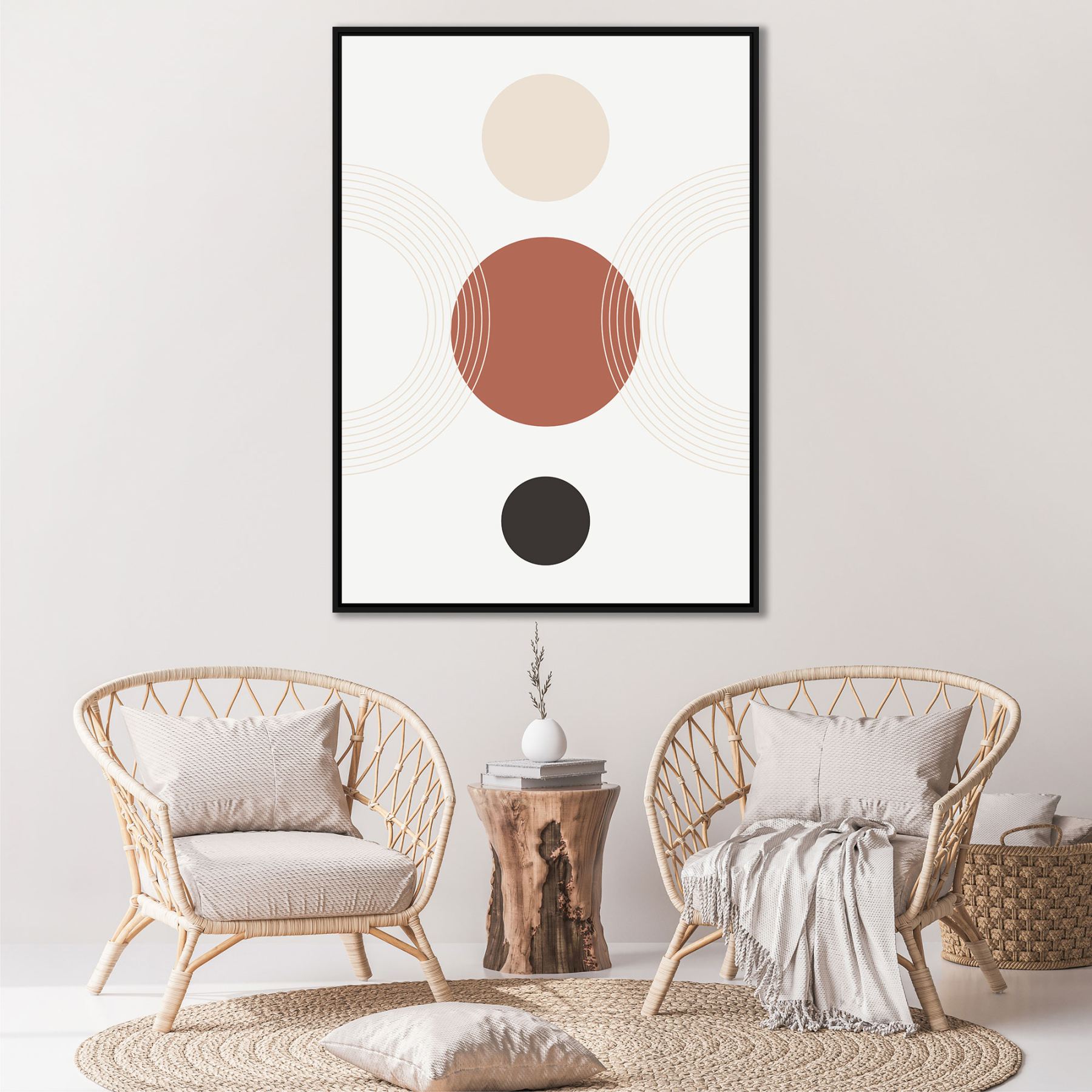 Quadro Decorativo Geométrico com Linhas e Círculos