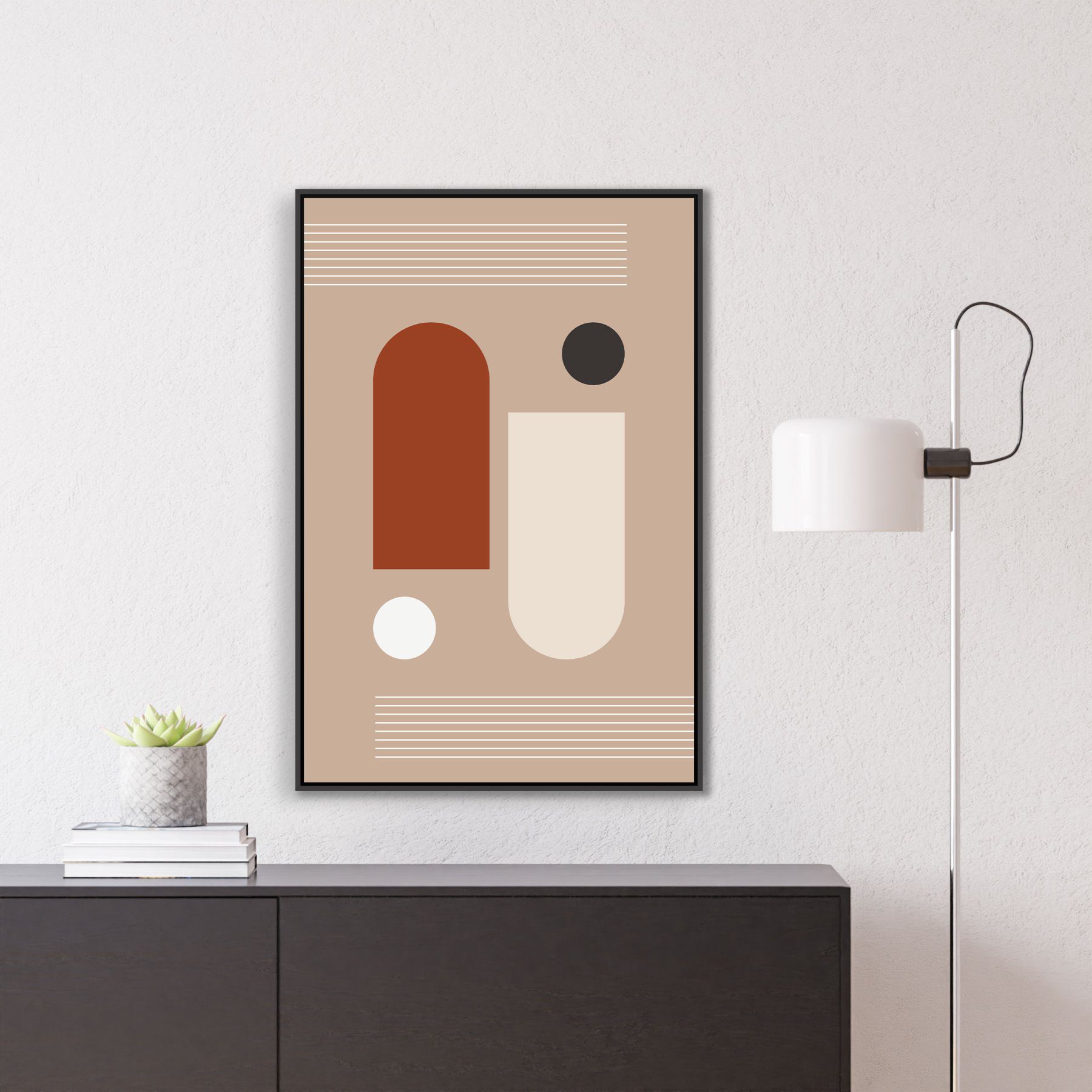 Quadro Decorativo Geométrico com Linhas e Círculos