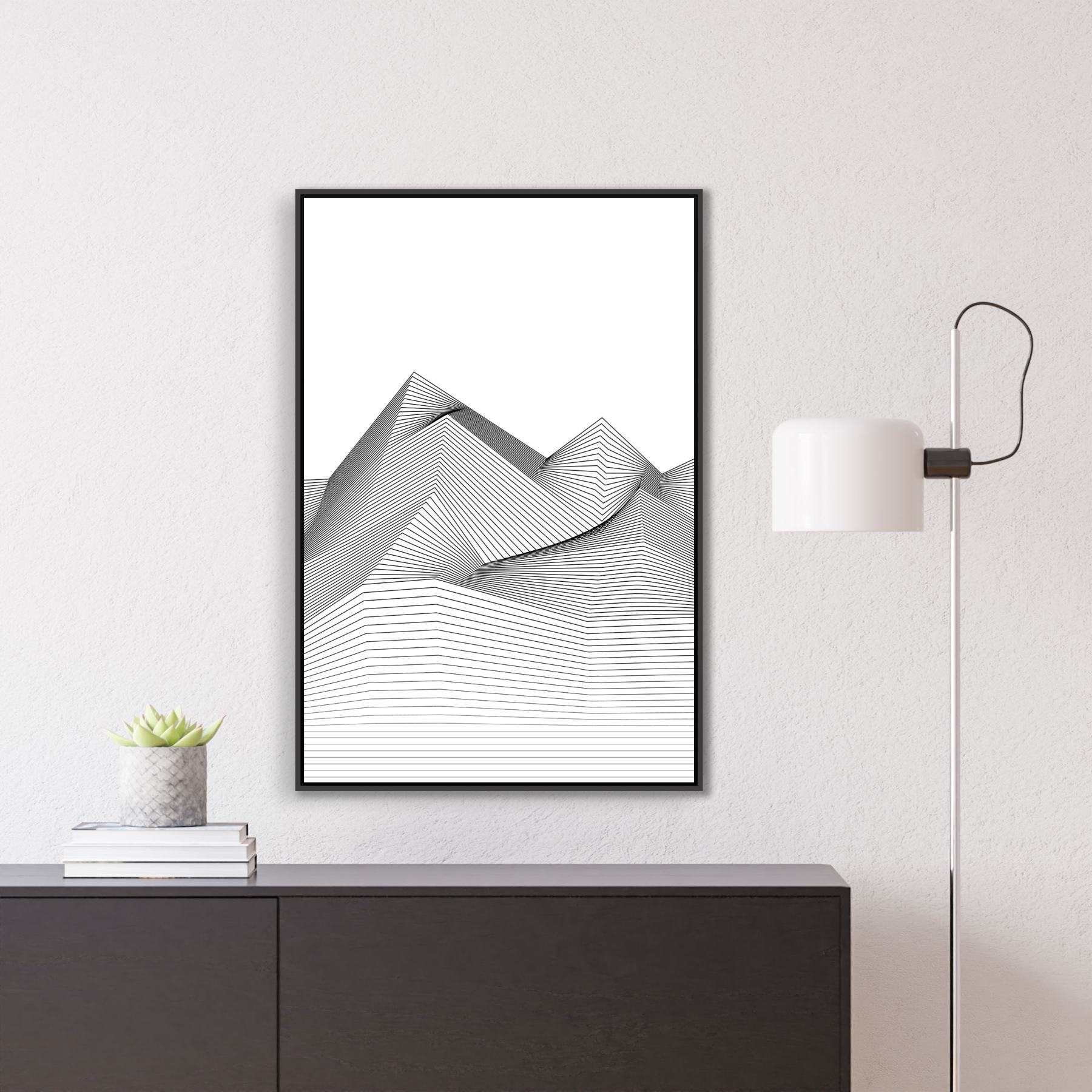 Quadro Decorativo Geométrico com Linhas Pretas