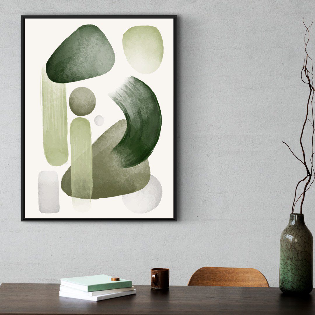 Quadro Decorativo Geométrico em Tons de verde