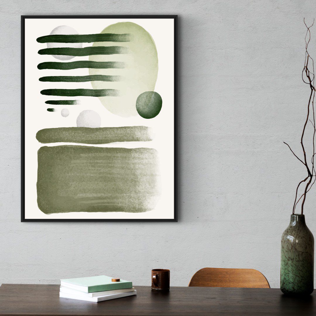 Quadro Decorativo Geométrico em Tons de verde