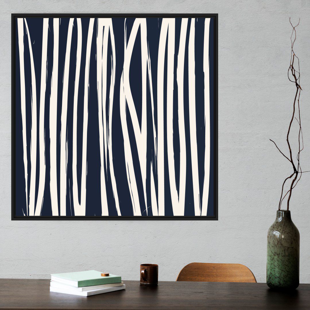 Quadro Decorativo Geométrico Listras Azul Marinho