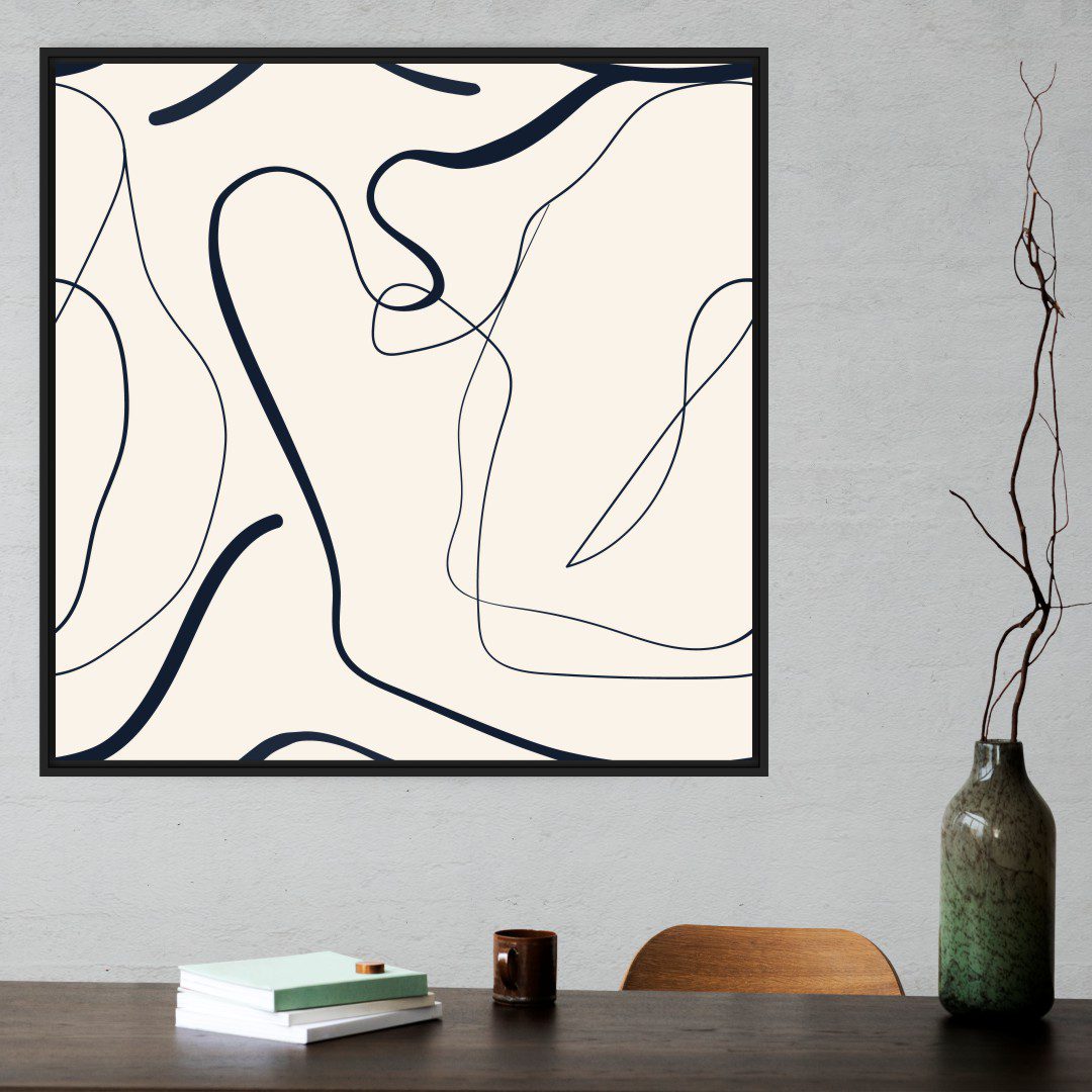 Quadro Decorativo Geométrico Listras Azul Marinho