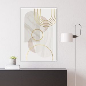 Quadro Decorativo Geométrico Marmorizado com Detalhes Dourados