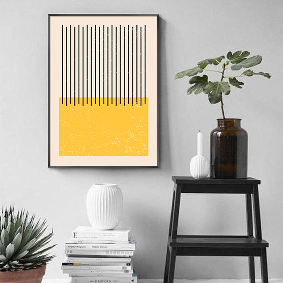 Quadro Decorativo Geométrico Minimalista Amarelo