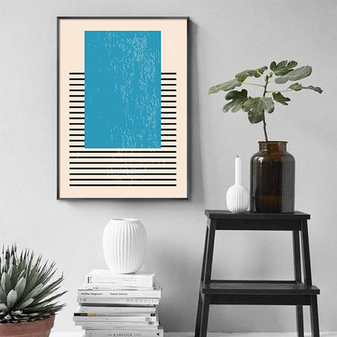 Quadro Decorativo Geométrico Minimalista Azul