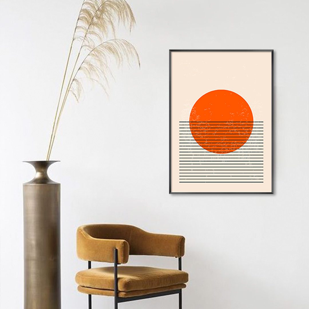 Quadro Decorativo Geométrico Minimalista Laranja