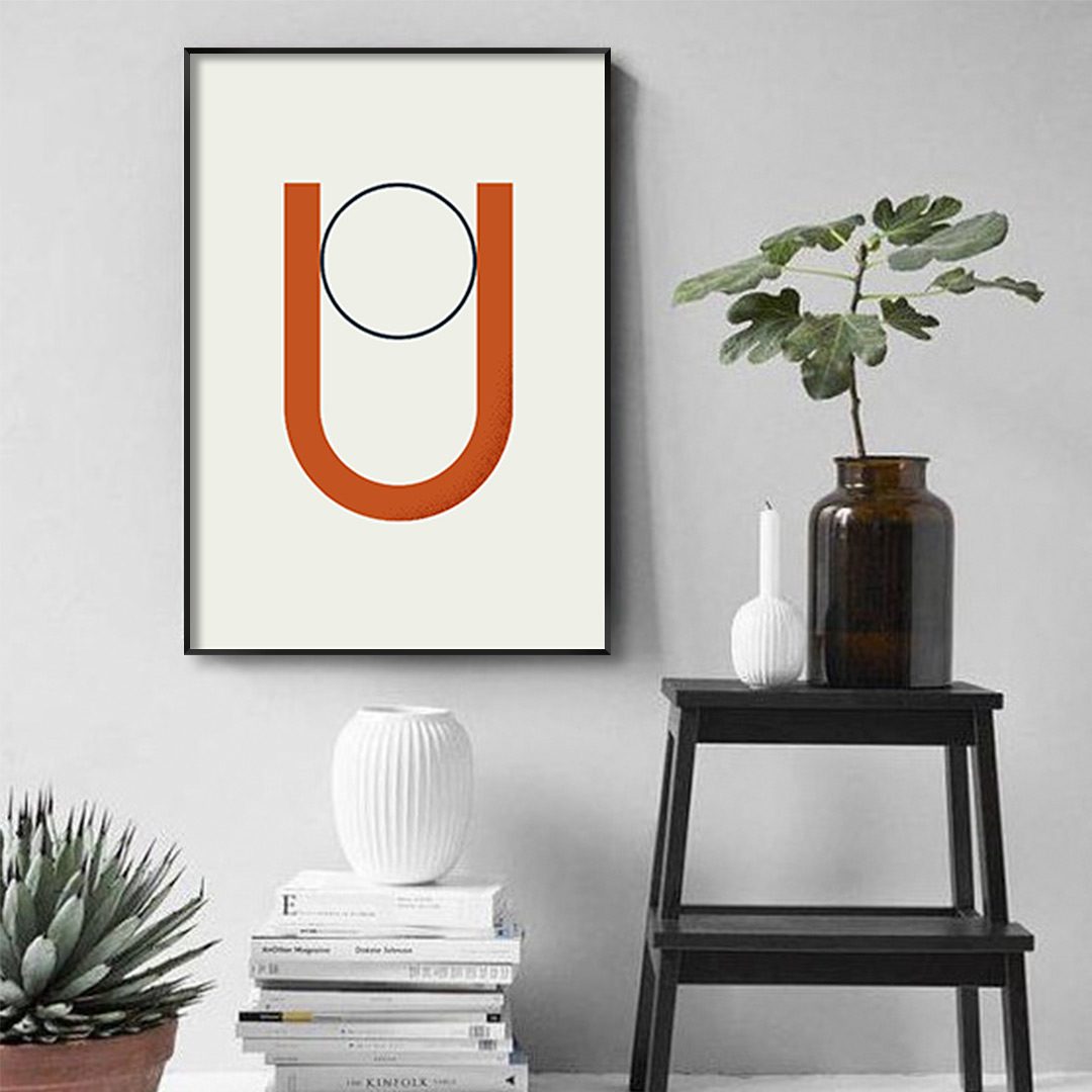 Quadro Decorativo Geométrico Minimalista Laranja